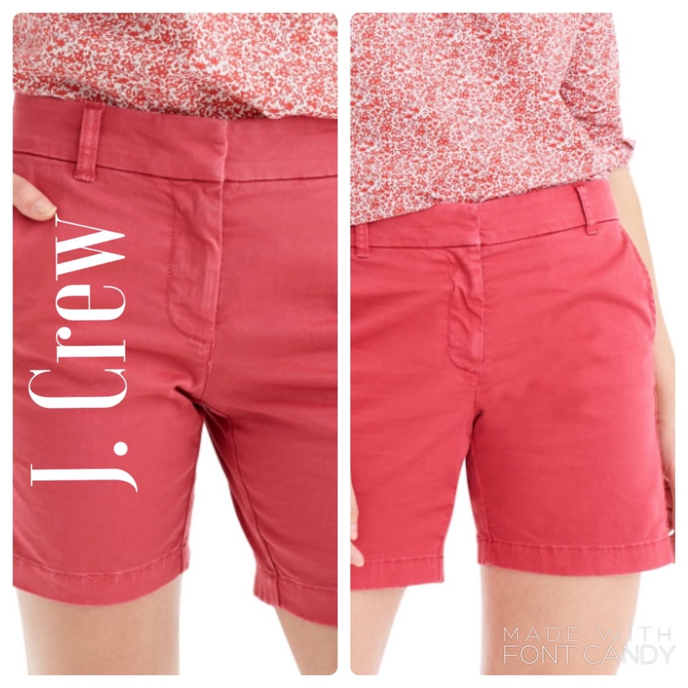 J. Crew City Fit Stretch Coral Colored Shorts.